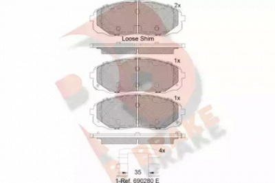 R BRAKE rb2253 -  Комплект тормозных колодок, дисковый тормоз